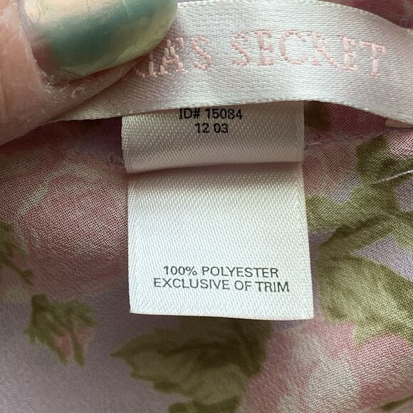 RARE Y2K Victoria's Secret Purple Floral Chiffon Babydoll Mini Dress Size Medium - Picture 14 of 16